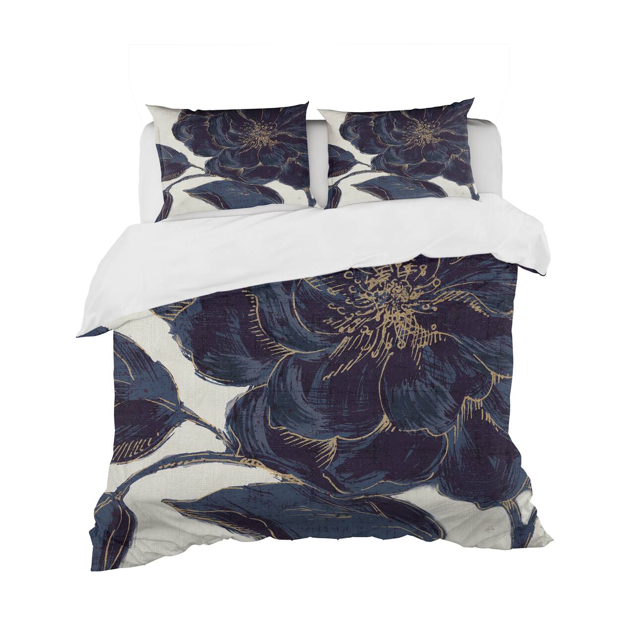Designart 'Dark Rose Gilded Gold' Shabby Bedding Set - Duvet Cover & Shams